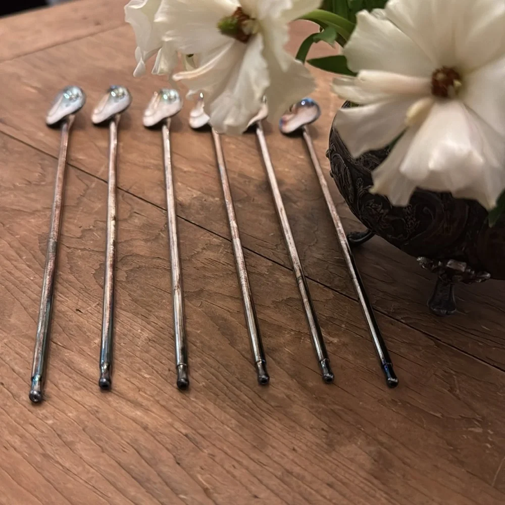 Elegant Sterling Silver Stirring Spoons and Straw Set!